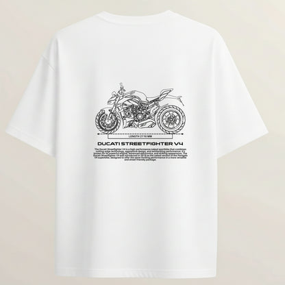 Ducati Streetfighter French Terry Oversized 5-Sleeve T-Shirt  - White