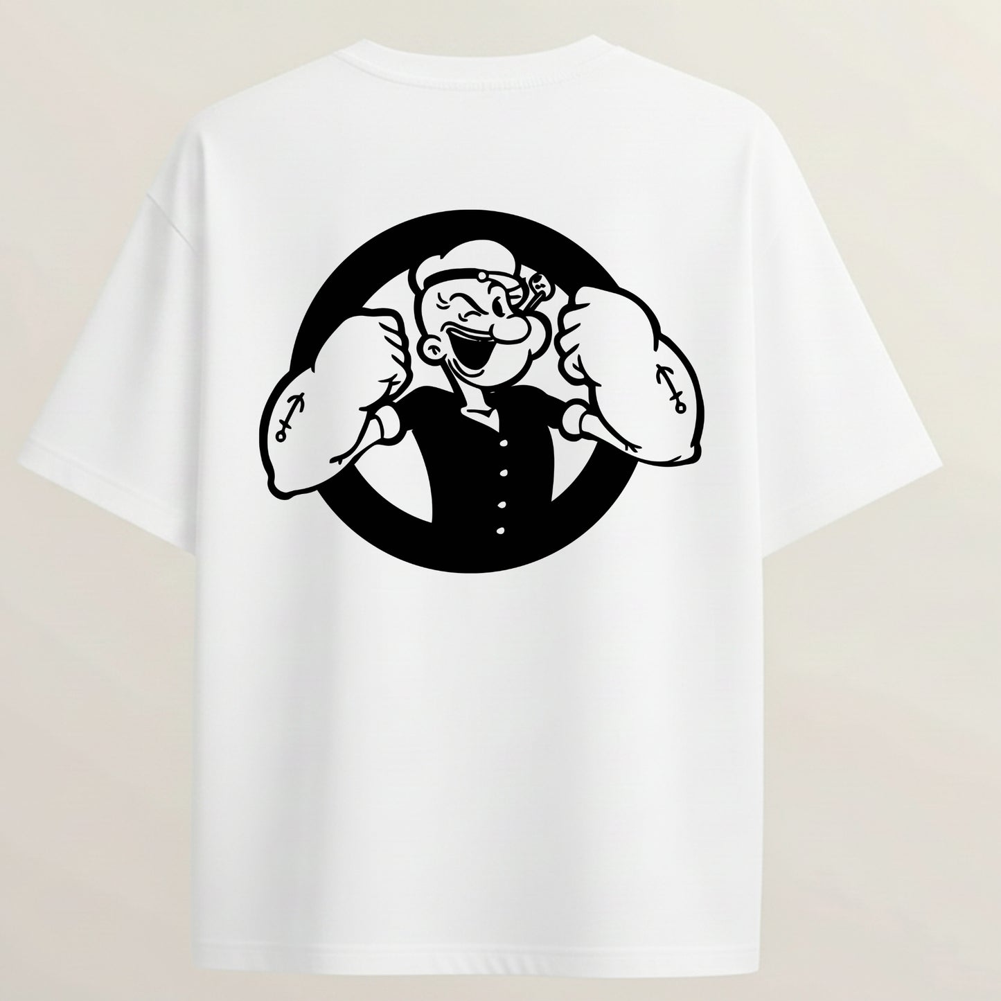 Popeye Power French Terry Oversized 5-Sleeve T-Shirt  - White