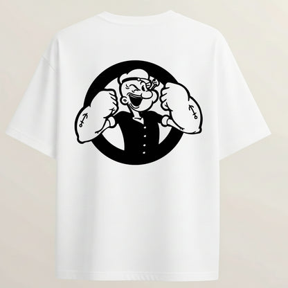 Popeye Power French Terry Oversized 5-Sleeve T-Shirt  - White