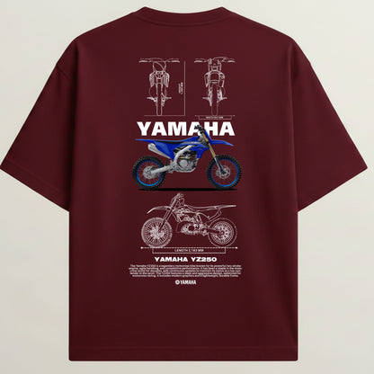 Yamaha YZ250 Off-Road French Terry Oversized 5-Sleeve T-Shirt  - Royal Maroon