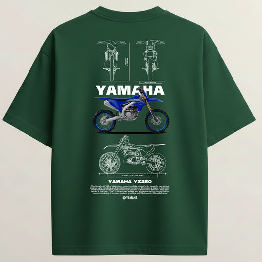 Yamaha YZ250 Off-Road French Terry Oversized 5-Sleeve T-Shirt  - Bottle Green
