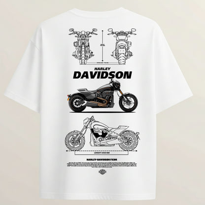 Harley-Davidson French Terry Oversized 5-Sleeve T-Shirt  - White