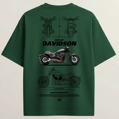 Harley-Davidson French Terry Oversized 5-Sleeve T-Shirt  - Bottle Green