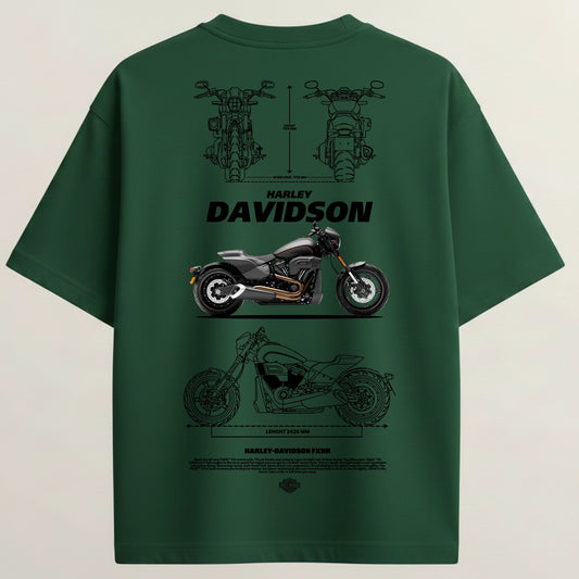Harley-Davidson French Terry Oversized 5-Sleeve T-Shirt  - Bottle Green