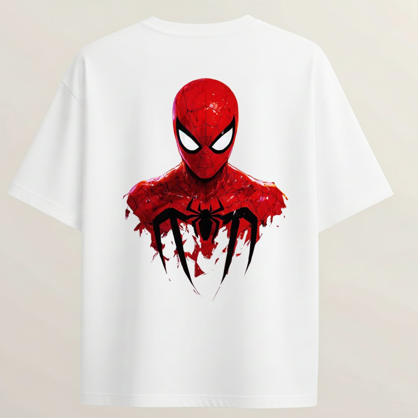 Spider Man French Terry Oversized 5-Sleeve T-Shirt  - White