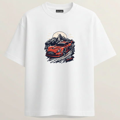 Chevrolet Corvette French Terry Oversized 5-Sleeve T-Shirt  - White