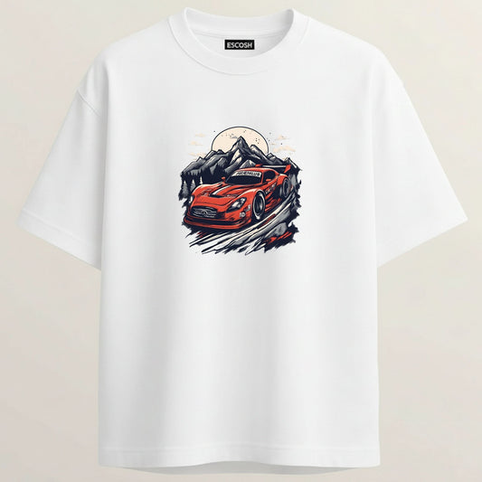 Chevrolet Corvette French Terry Oversized 5-Sleeve T-Shirt  - White