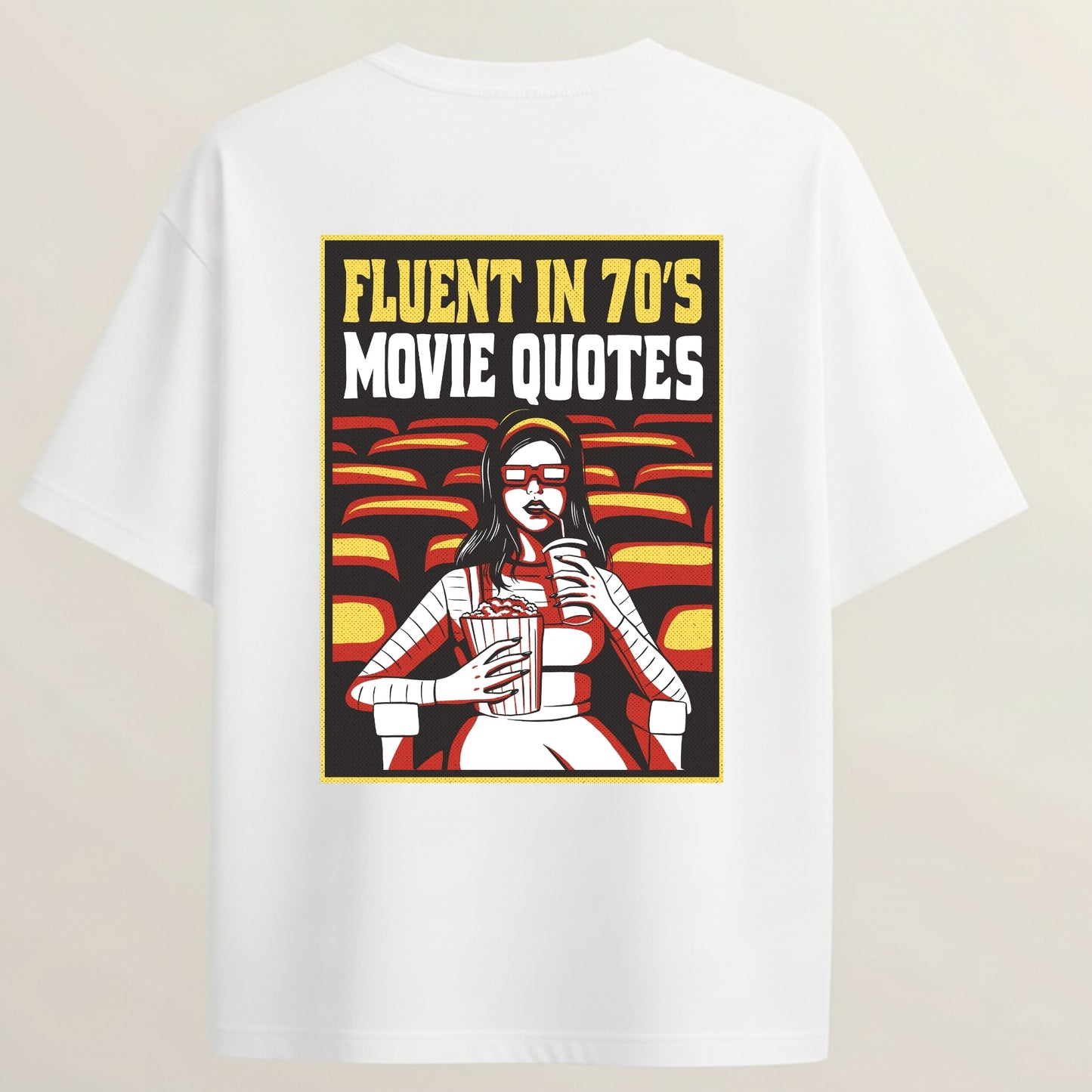Film Girl French Terry Oversized 5-Sleeve T-Shirt  - White