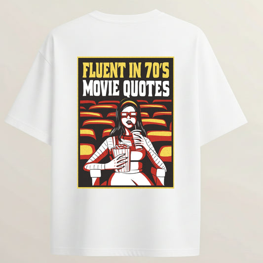 Film Girl French Terry Oversized 5-Sleeve T-Shirt  - White