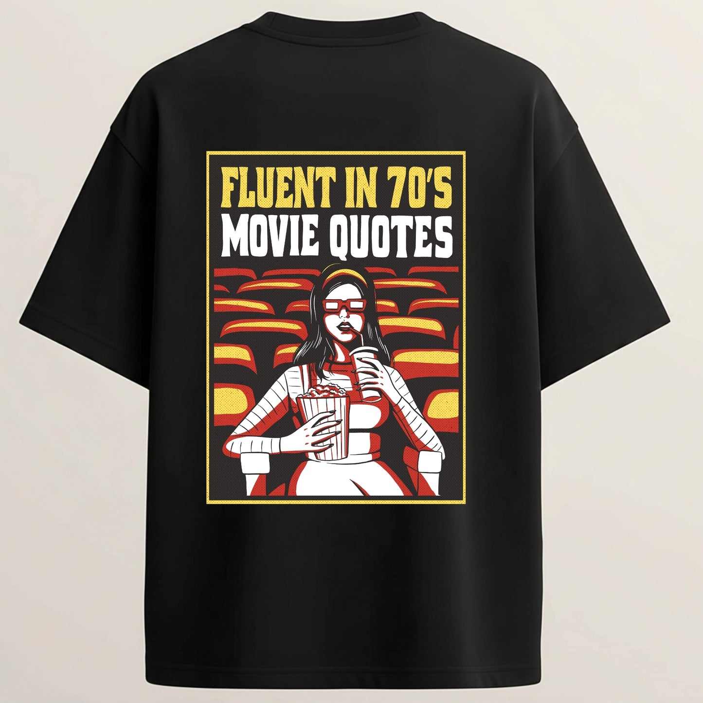 Theatre Girl French Terry Oversized 5-Sleeve T-Shirt  - Midnight Black