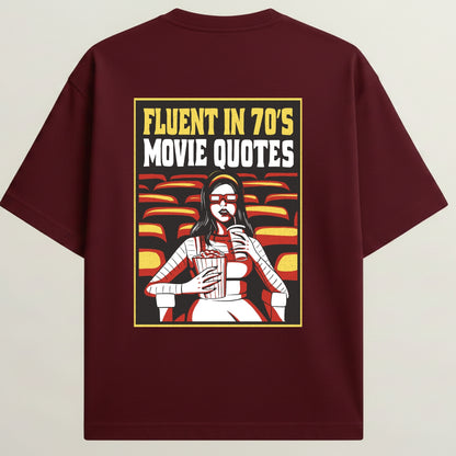 Theatre Girl French Terry Oversized 5-Sleeve T-Shirt  - Royal Maroon