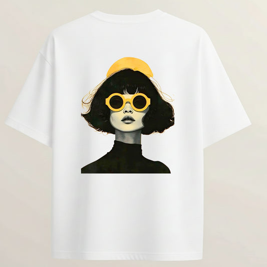 Groovy Girl French Terry Oversized 5-Sleeve T-Shirt  - White