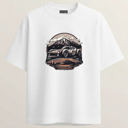 Shelby Cobra French Terry Oversized 5-Sleeve T-Shirt  - White