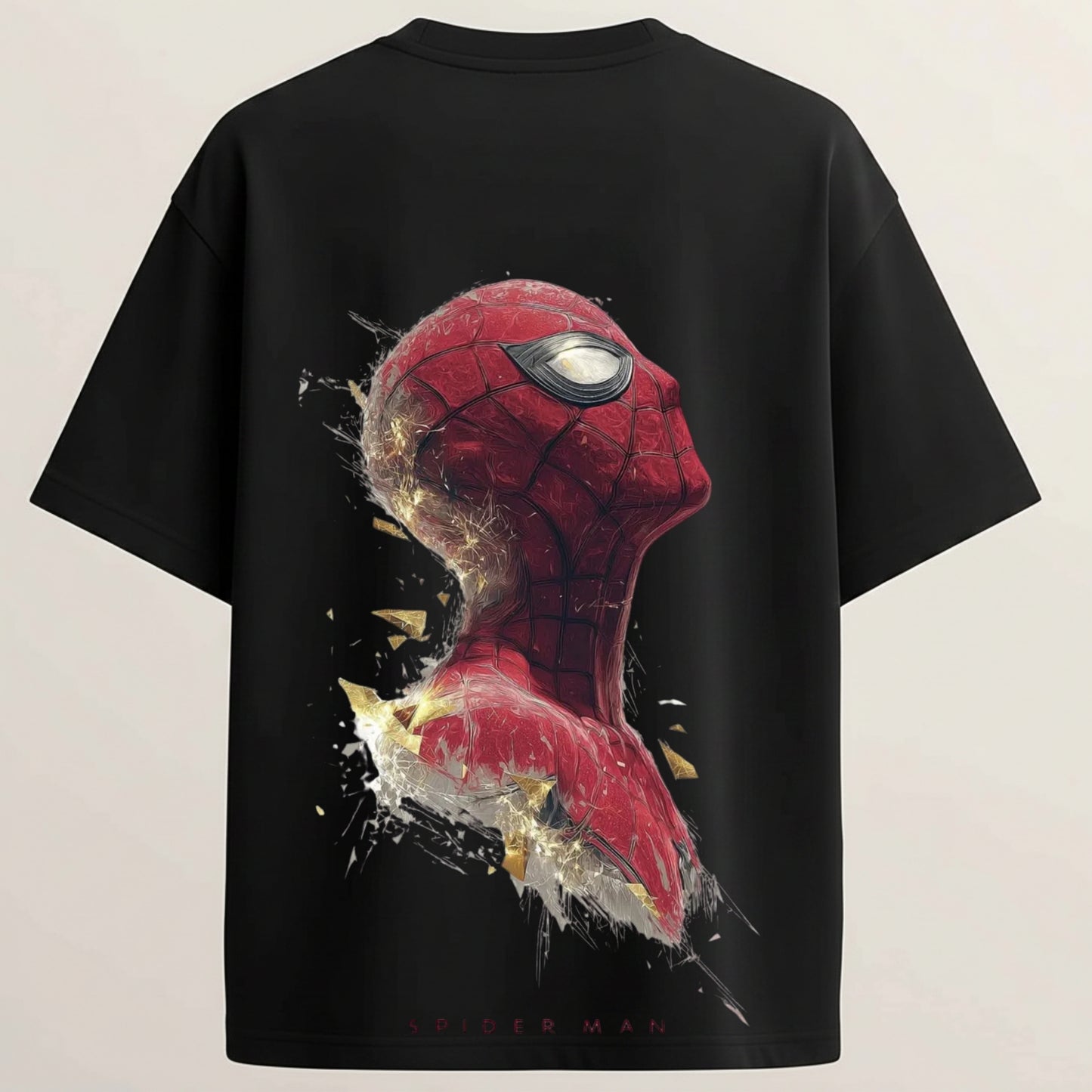 Spiderman French Terry Oversized 5-Sleeve T-Shirt  - Midnight Black