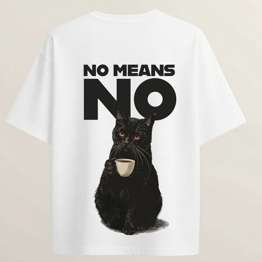 Pussy Cat French Terry Oversized 5-Sleeve T-Shirt  - White