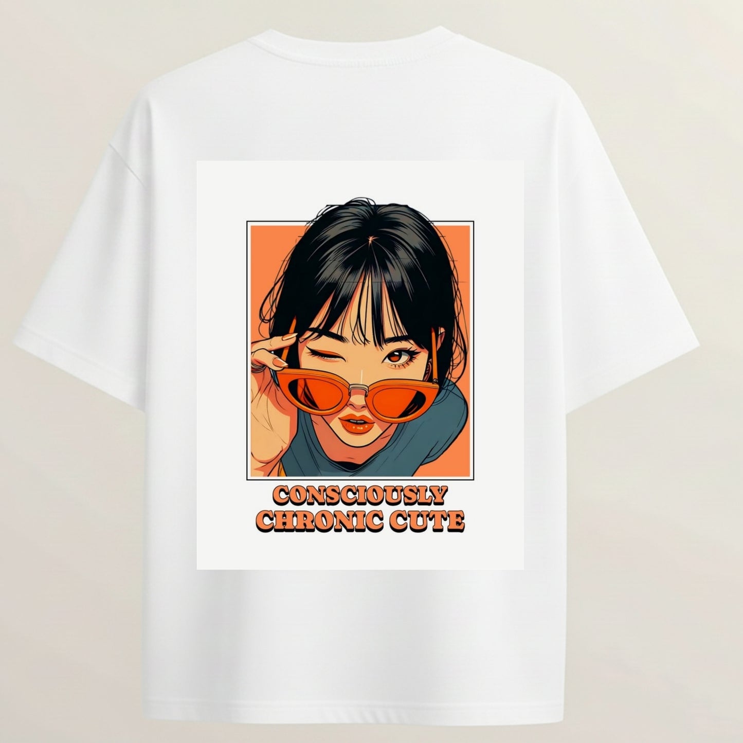 Chronic Cute Girl French Terry Oversized 5-Sleeve T-Shirt  - White