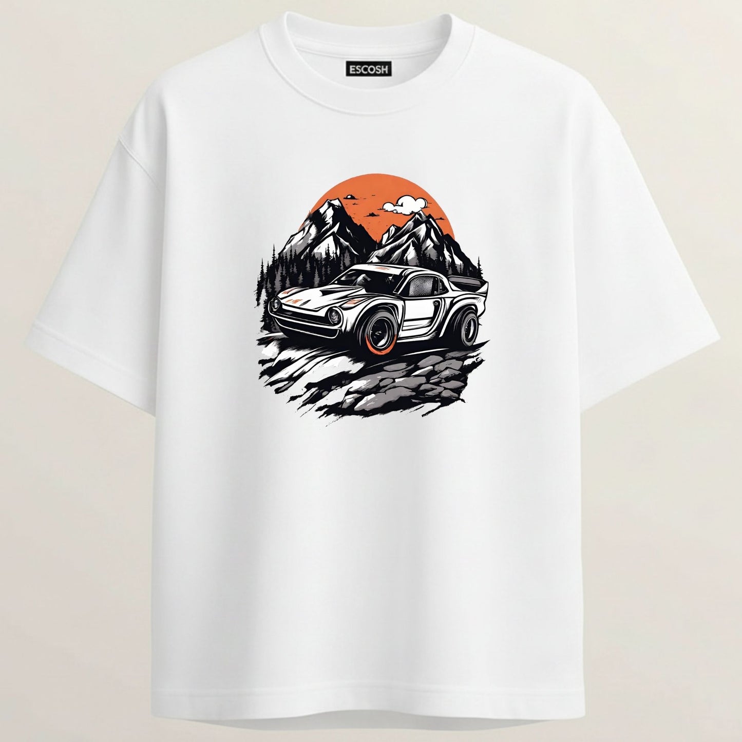 Porsche 911 French Terry Oversized 5-Sleeve T-Shirt  - White