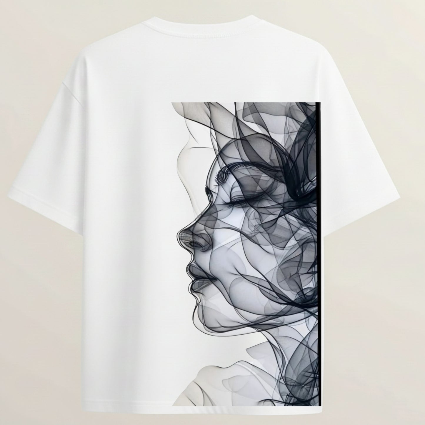 Shadow Muse French Terry Oversized 5-Sleeve T-Shirt  - White