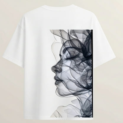 Shadow Muse French Terry Oversized 5-Sleeve T-Shirt  - White