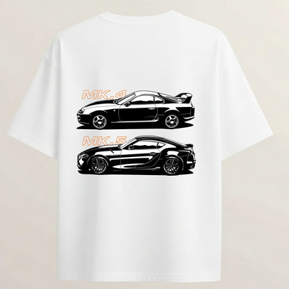 Toyota Supra French Terry Oversized 5-Sleeve T-Shirt  - White