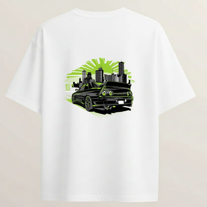 GTR 32 French Terry Oversized 5-Sleeve T-Shirt - White