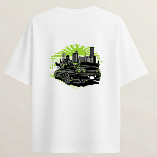GTR 32 French Terry Oversized 5-Sleeve T-Shirt - White
