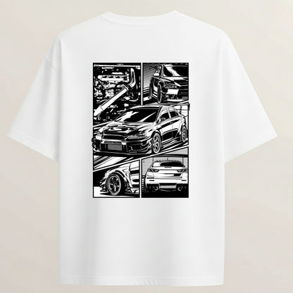 GTR French Terry Oversized 5-Sleeve T-Shirt - White