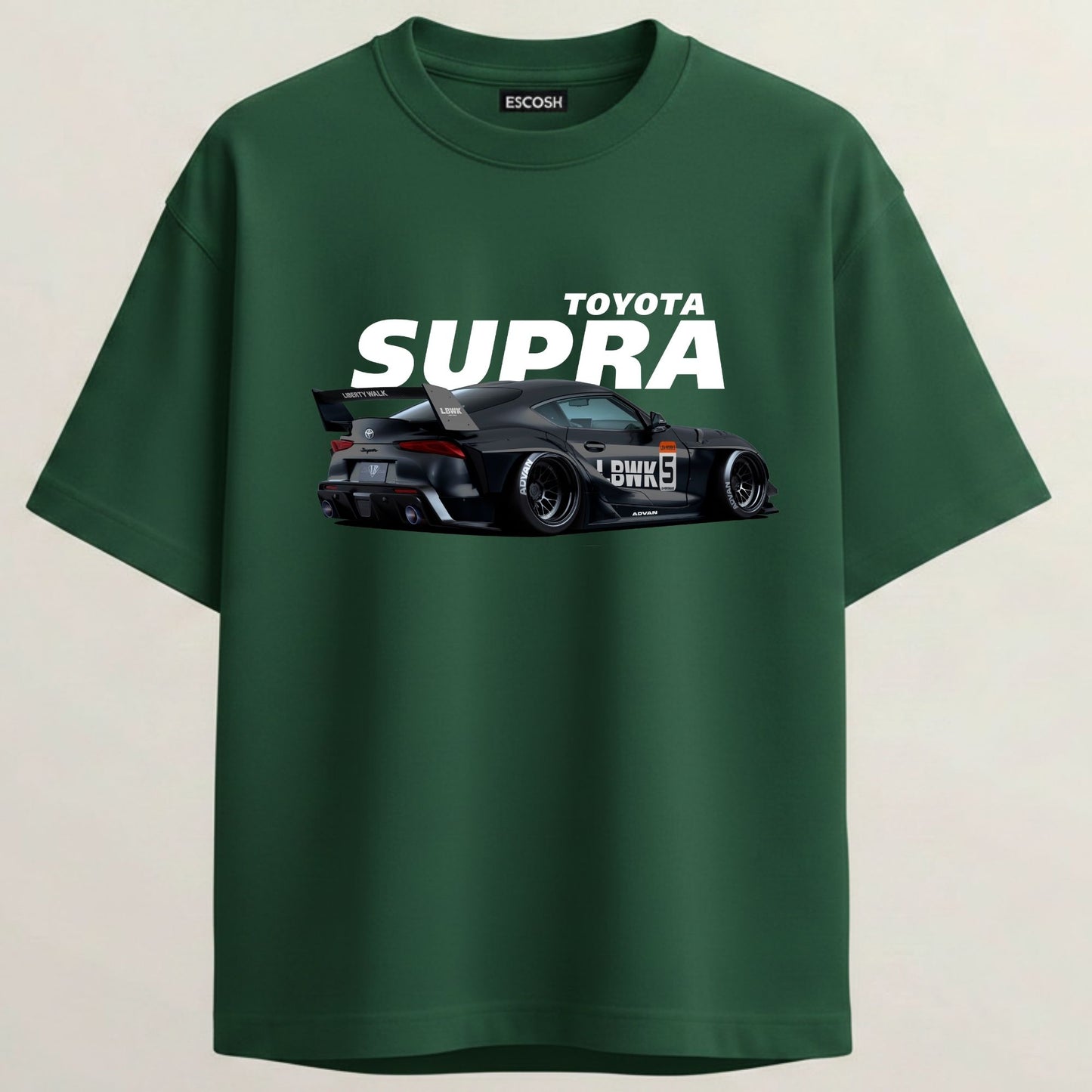 Toyota Supra Terry Oversized 5-Sleeve T-Shirt - Bottle Green