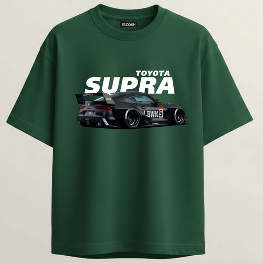 Toyota Supra Terry Oversized 5-Sleeve T-Shirt - Bottle Green