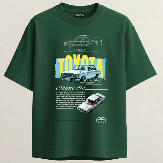 Toyota Corona Terry Oversized 5-Sleeve T-Shirt - Bottle Green