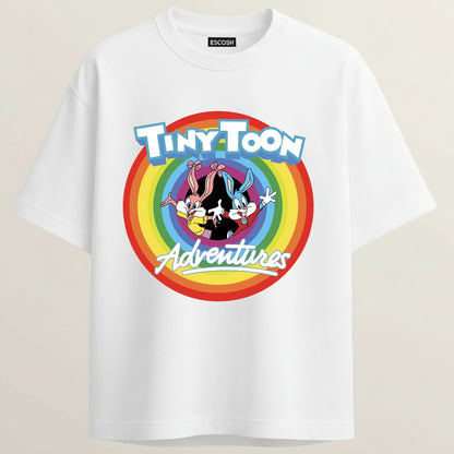 Tiny Toon Adventures French Terry Oversized 5-Sleeve T-Shirt  - White