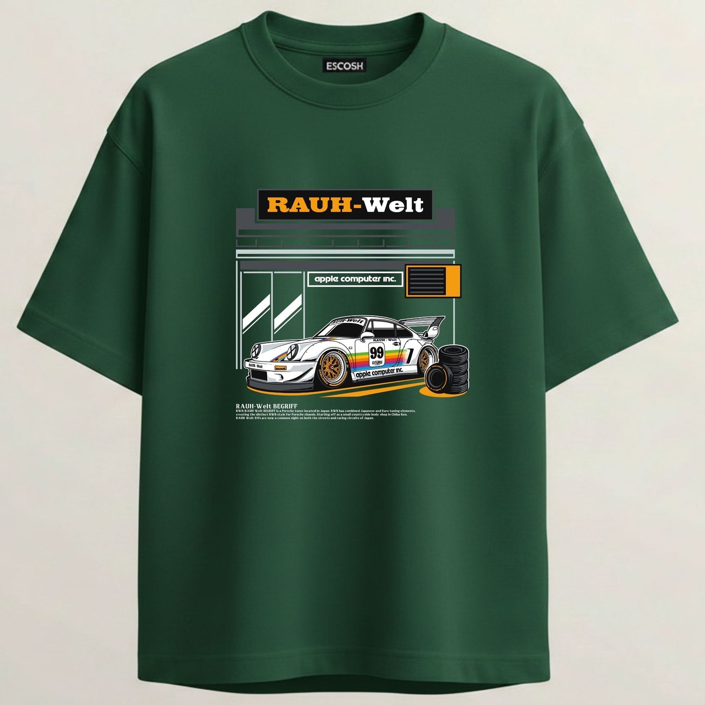 PORSCHE 99 EDITION French Terry Oversized 5-Sleeve T-Shirt  - Bottle Green