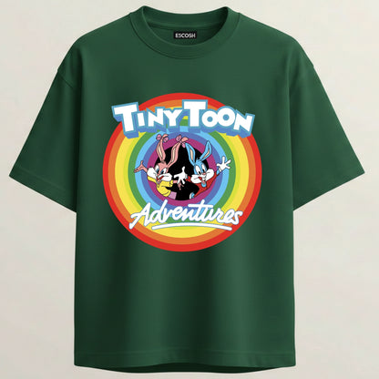 Tiny Toon Adventures French Terry Oversized 5-Sleeve T-Shirt  - Royal Maroon
