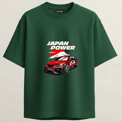 LANCER French Terry Oversized 5-Sleeve T-Shirt  - Bottle Green