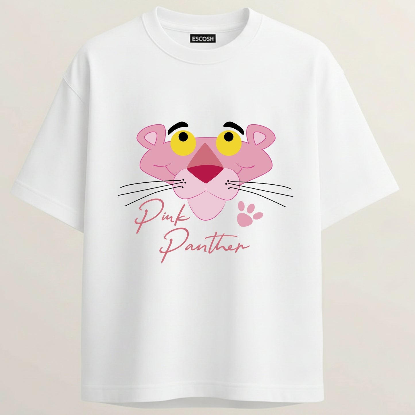 Pink Panther Era French Terry Oversized 5-Sleeve T-Shirt  - White