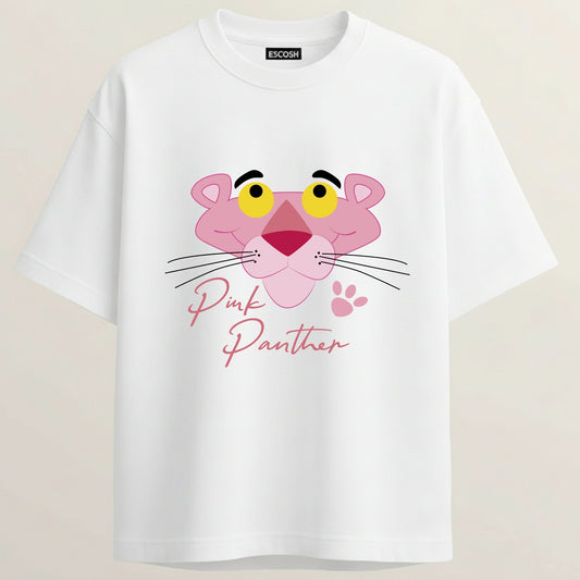 Pink Panther Era French Terry Oversized 5-Sleeve T-Shirt  - White