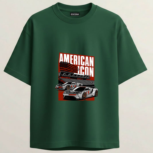 FOAD GT French Terry Oversized 5-Sleeve T-Shirt  -  Bottle Green