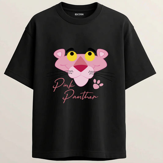Pink Panther Era French Terry Oversized 5-Sleeve T-Shirt  - Midnight Black