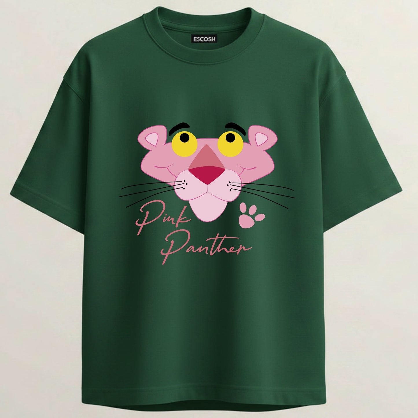 Pink Panther Era French Terry Oversized 5-Sleeve T-Shirt  - Bottle Green