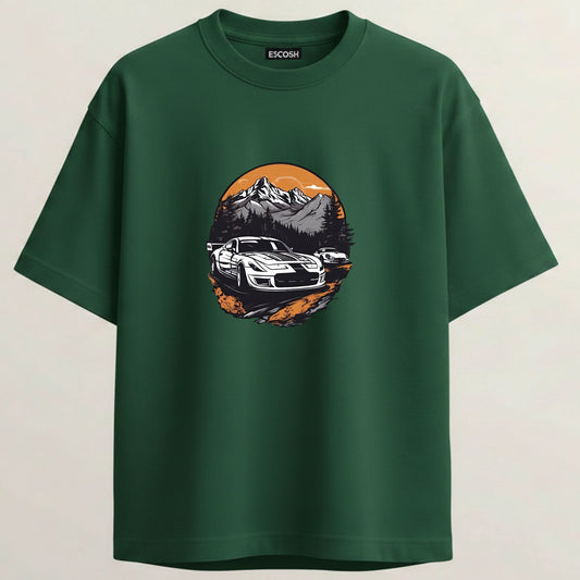 CORVETTE C6 EDITION French Terry Oversized 5-Sleeve T-Shirt  -  Bottle Green