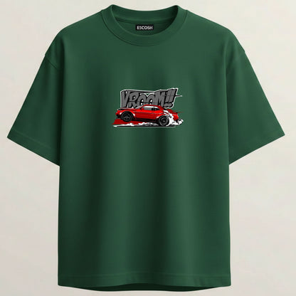 Dodge Hellcat French Terry Oversized 5-Sleeve T-Shirt  -  Bottle Green