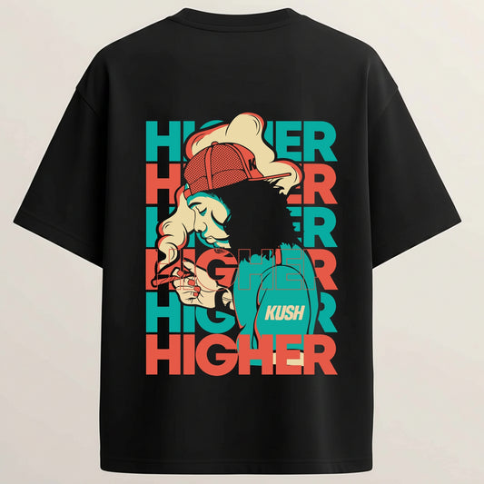 High Mode French Terry Oversized 5-Sleeve T-Shirt  - Midnight Black