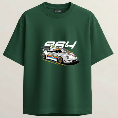 Porsche Carrera RS French Terry Oversized 5-Sleeve T-Shirt  - Bottle Green