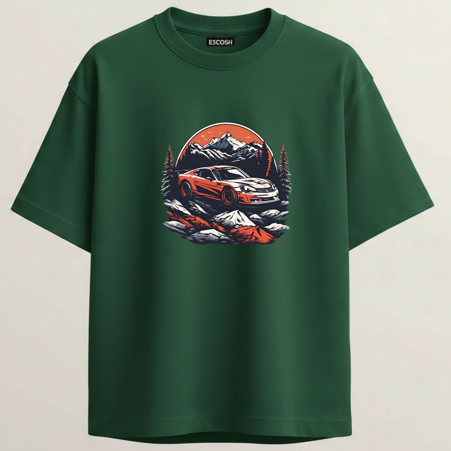 Porsche 911 GT3 French Terry Oversized 5-Sleeve T-Shirt  - Bottle Green