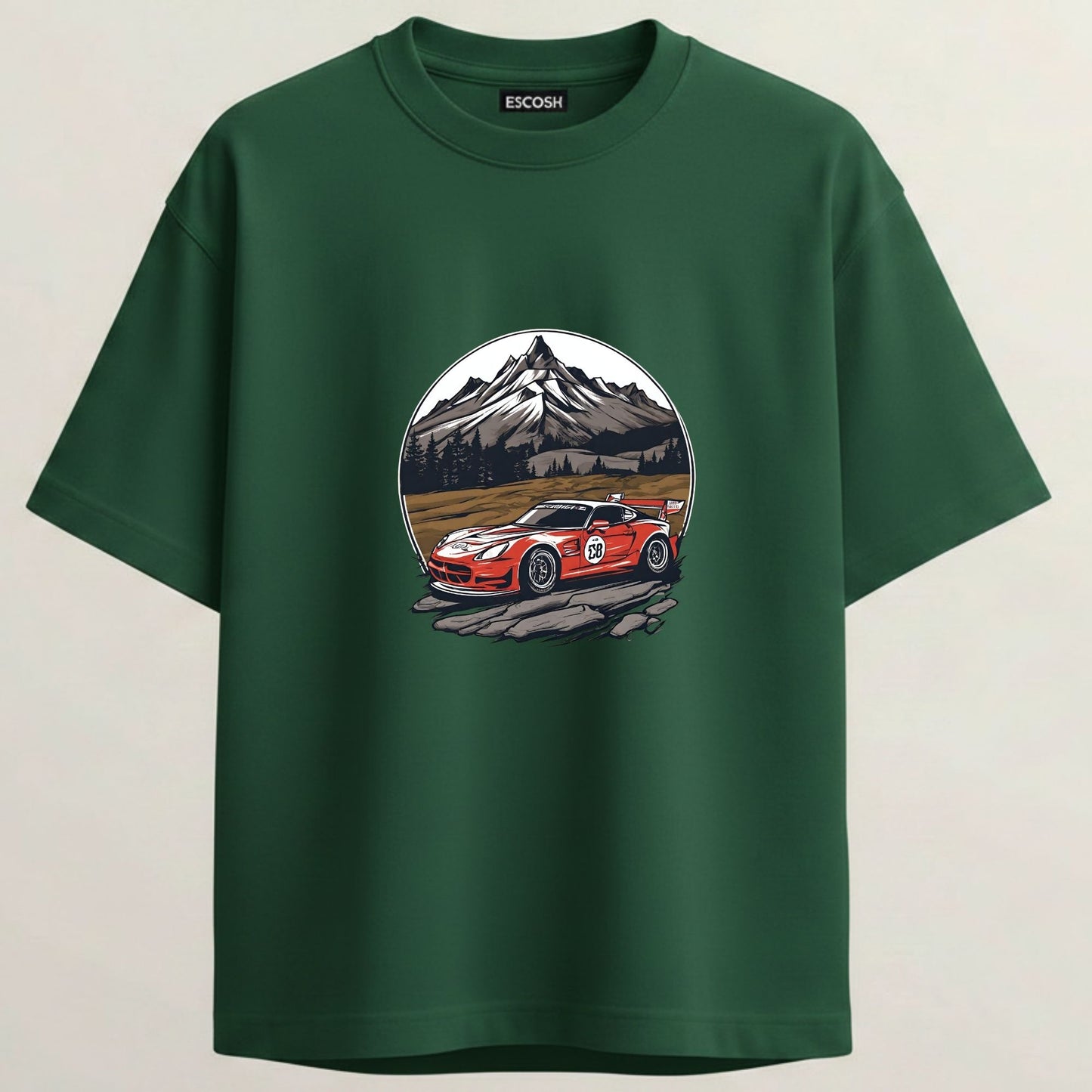 Exige S3 French Terry Oversized 5-Sleeve T-Shirt  - Bottle Green