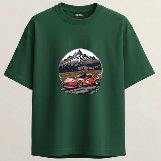 Exige S3 French Terry Oversized 5-Sleeve T-Shirt  - Bottle Green
