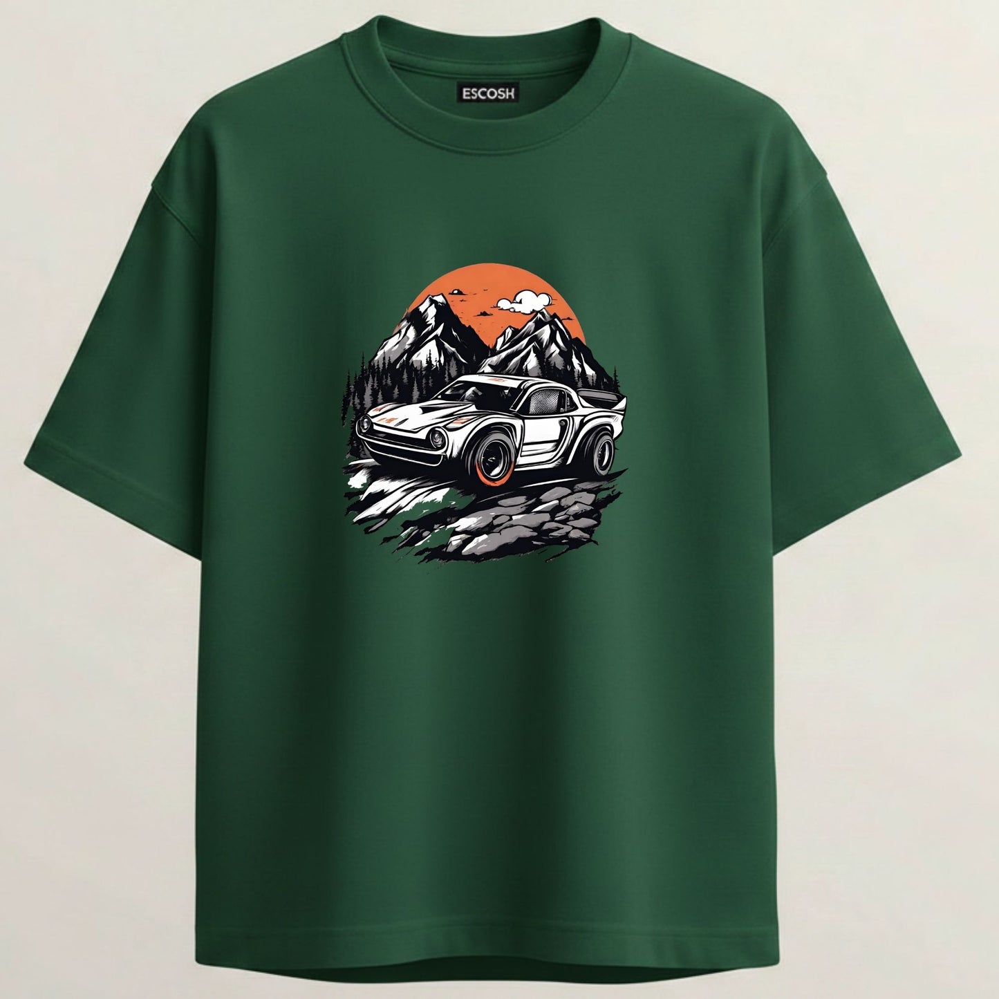 Porsche 911 French Terry Oversized 5-Sleeve T-Shirt  - Bottle Green