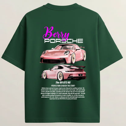 Berry Porsche French Terry Oversized 5-Sleeve T-Shirt