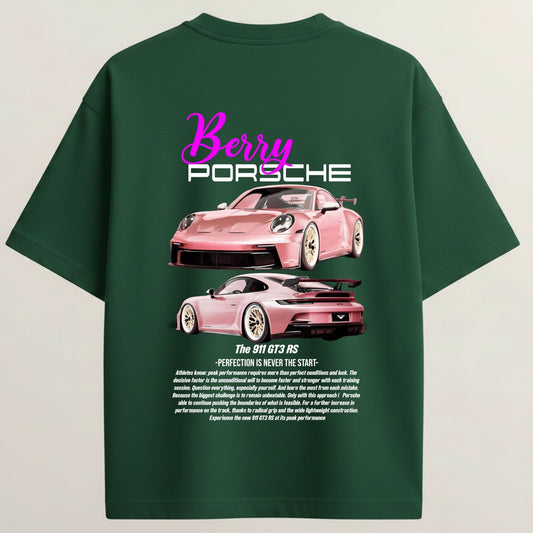 Berry Porsche French Terry Oversized 5-Sleeve T-Shirt