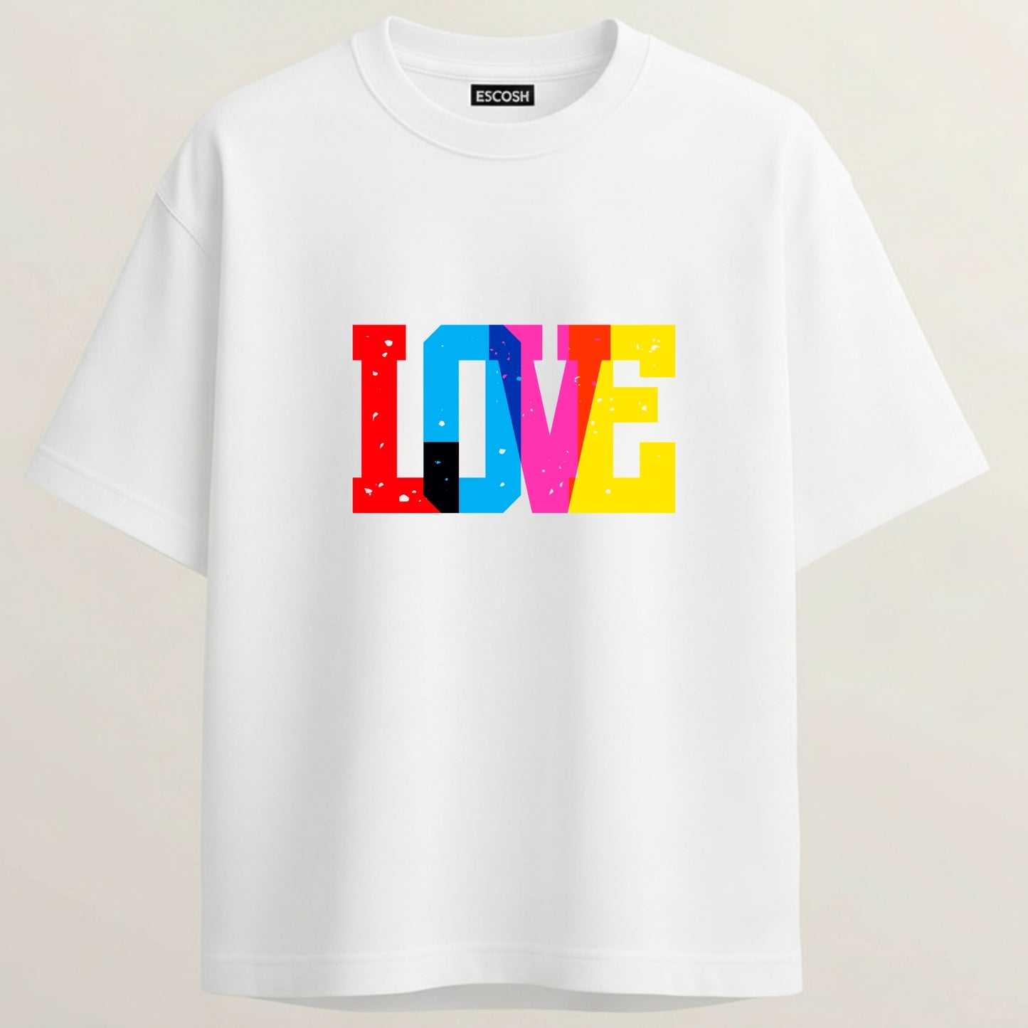 Love Edition French Terry Oversized 5-Sleeve T-Shirt  - White